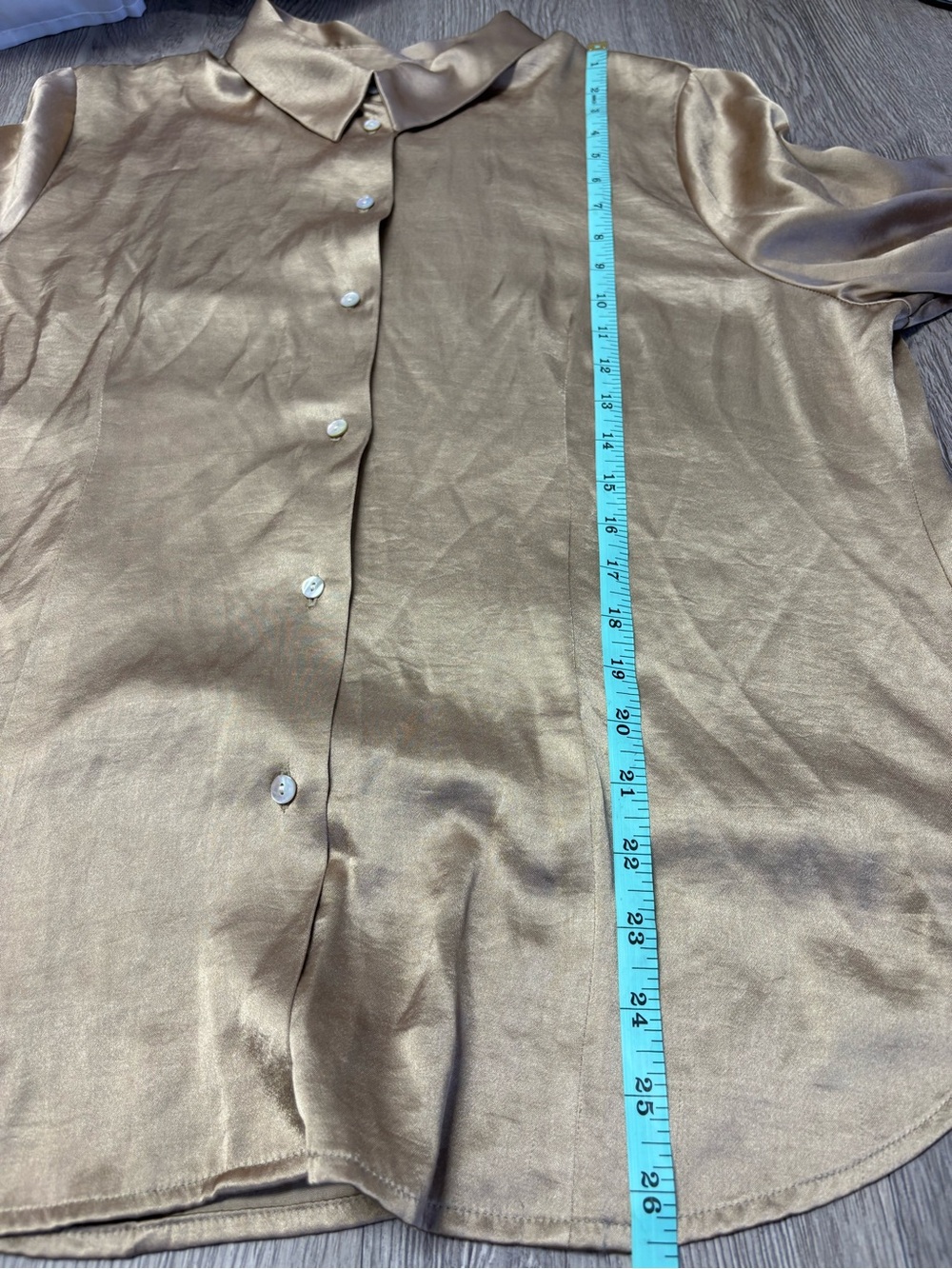 Madewell Enzo Satin Button-Up Blouse Bronze Gold Women’s Size 14 Quiet Luxury - Picture 6 of 7